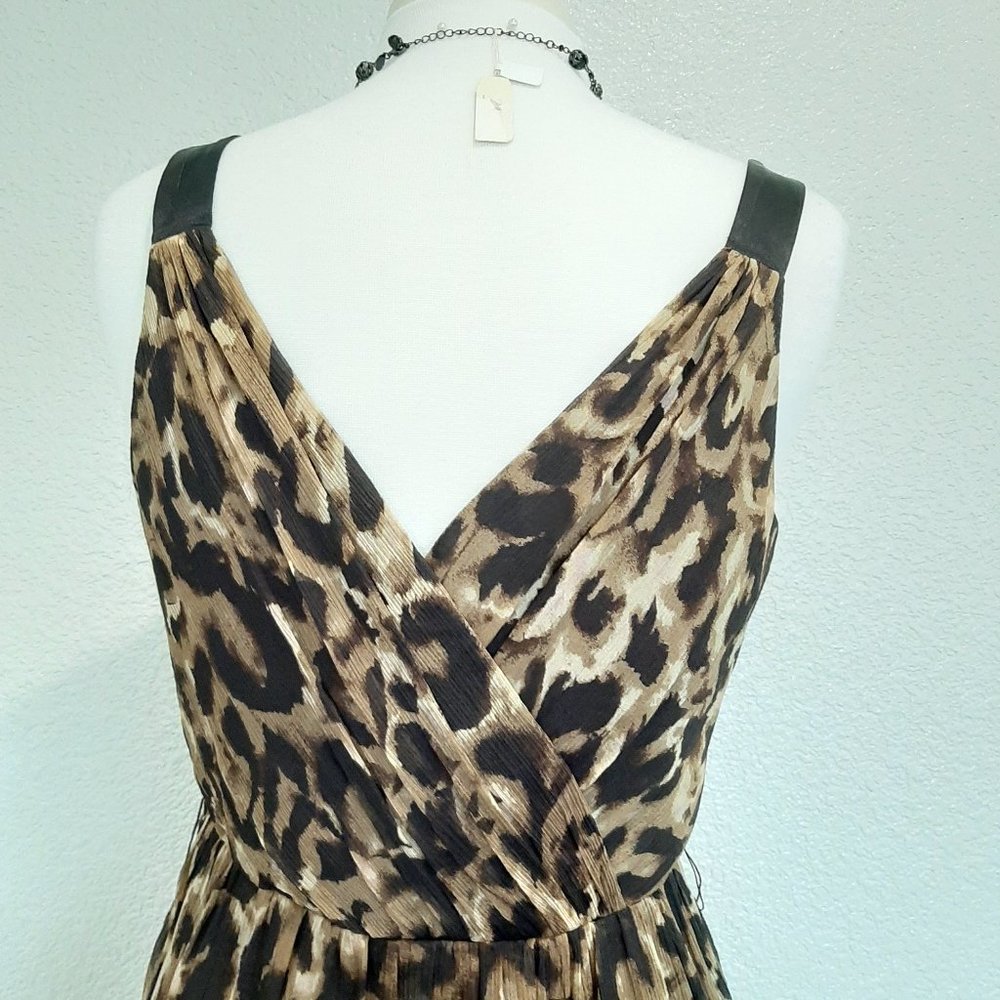 NWT Jones New York Cheetah Pattern Silk Midi Dress - Picture 7 of 14